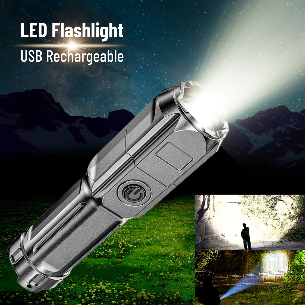 USB充電 コンパクト強力高輝度 防水 LED 懐中電灯 ライト - ライト