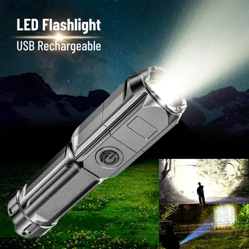 Linternas LED recargables de alto lúmenes, 9000 lúmenes, súper brillante,  con zoom impermeable, con baterías incluidas y 3 modos, potente linterna de