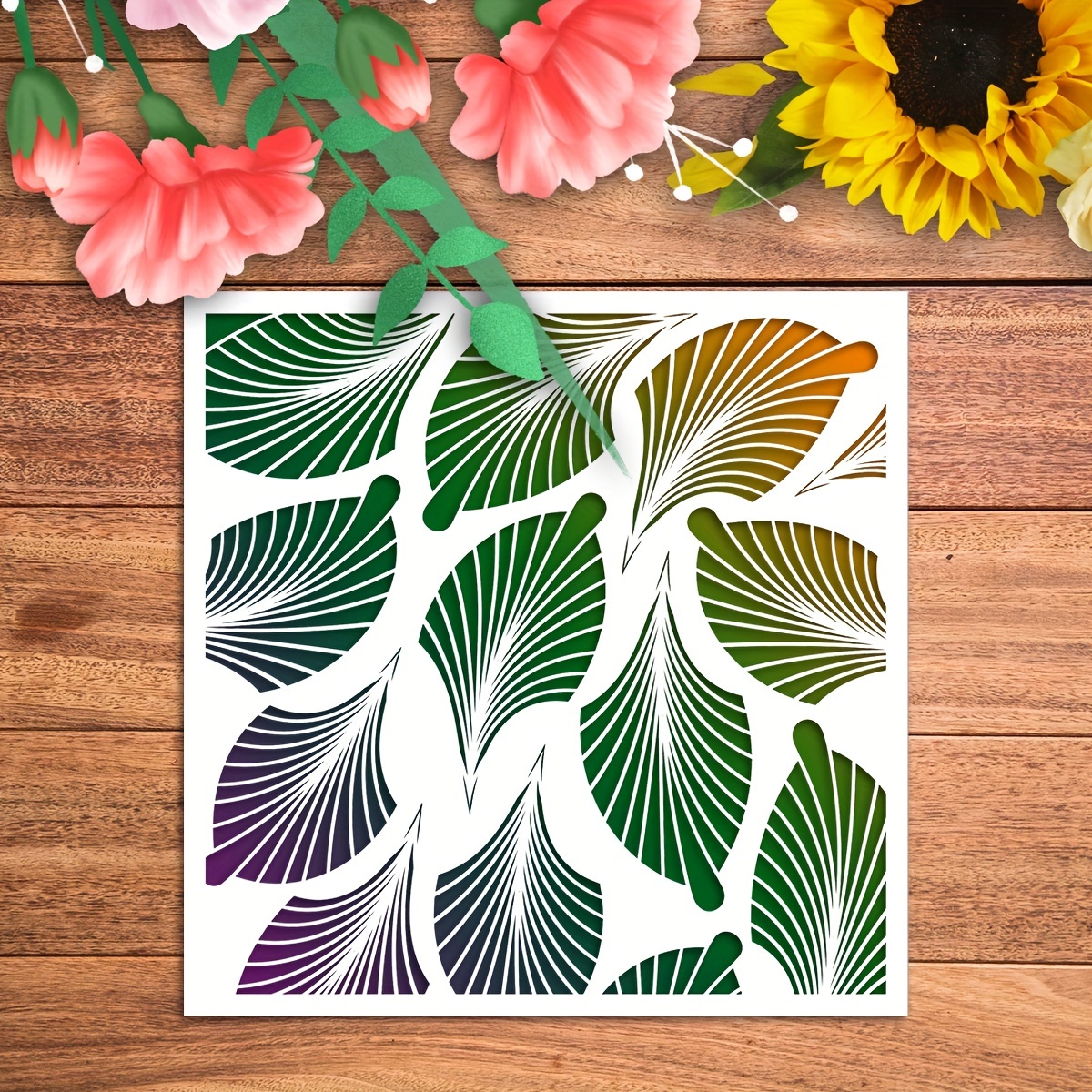 10pcs Leaf & Flower Painting Stencils, Reusable Floral Stencil With Metal  Ring, Botanical Leaves, Rose Drawing Templates For Painting On Wood Wall Can