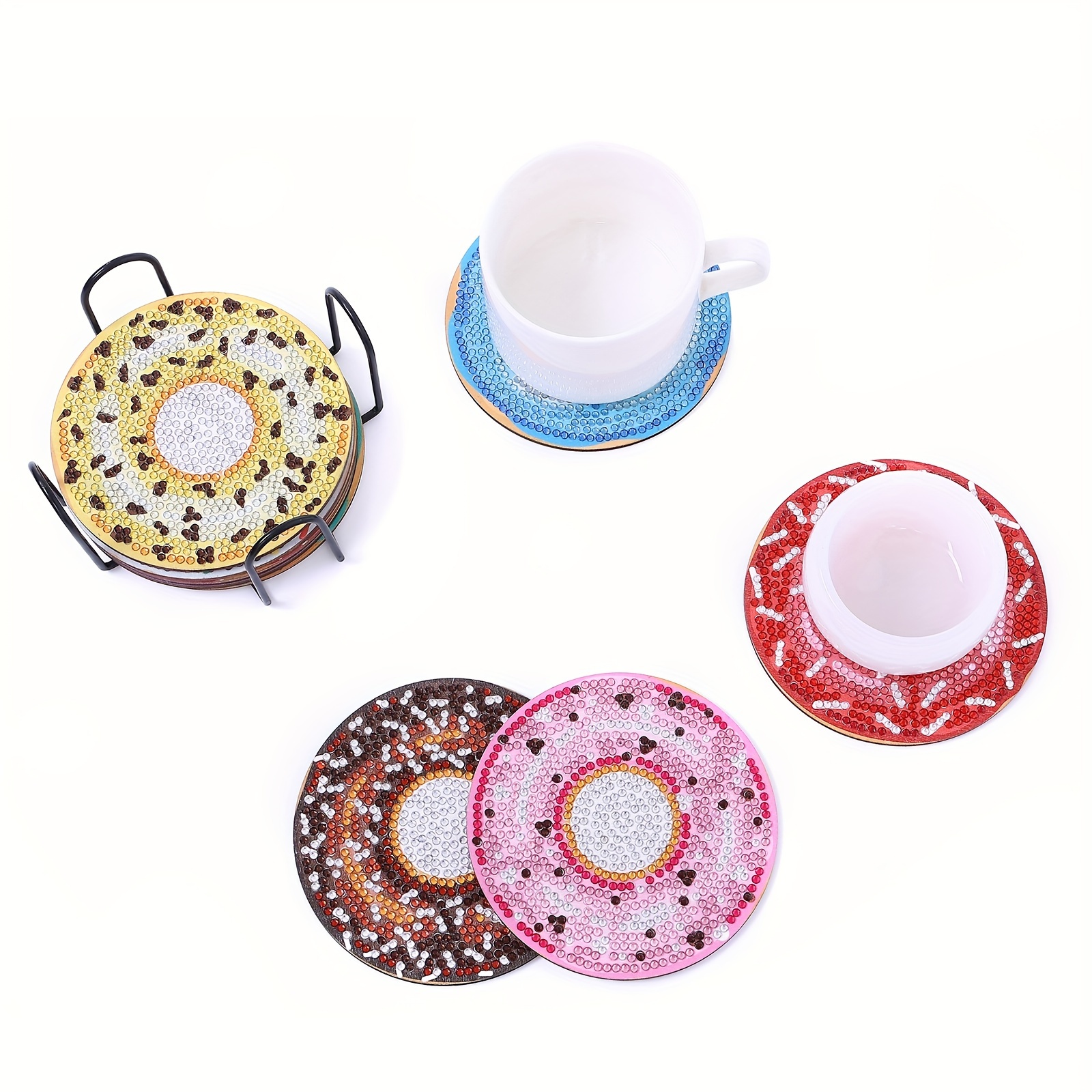 Colorful Donut Pattern Diamond Painting Coaster Kit Diy - Temu