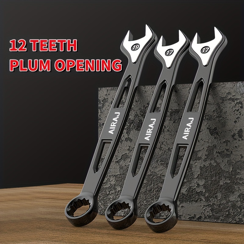 6/12pcs Dual-use Ratchet Head Quick Wrench Set Opened Ring Combo Spanner  Household CarRepair Metric Hand Tools 72-Tooth Imperial Size (Engraved With  C