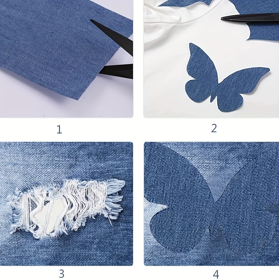 Sewing Tools Denim Patches For Jeans Kit 4 Shades Of Blue Iron On