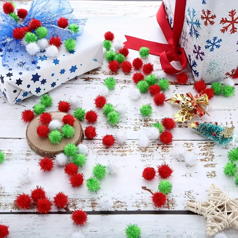 Christmas Pompoms Glitter Fluffy Pom Poms Balls For Diy - Temu