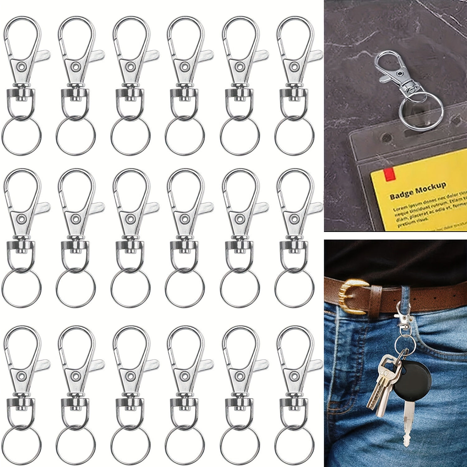 Metal Swivel Snap Hooks With Key Rings For Diy Keychain - Temu