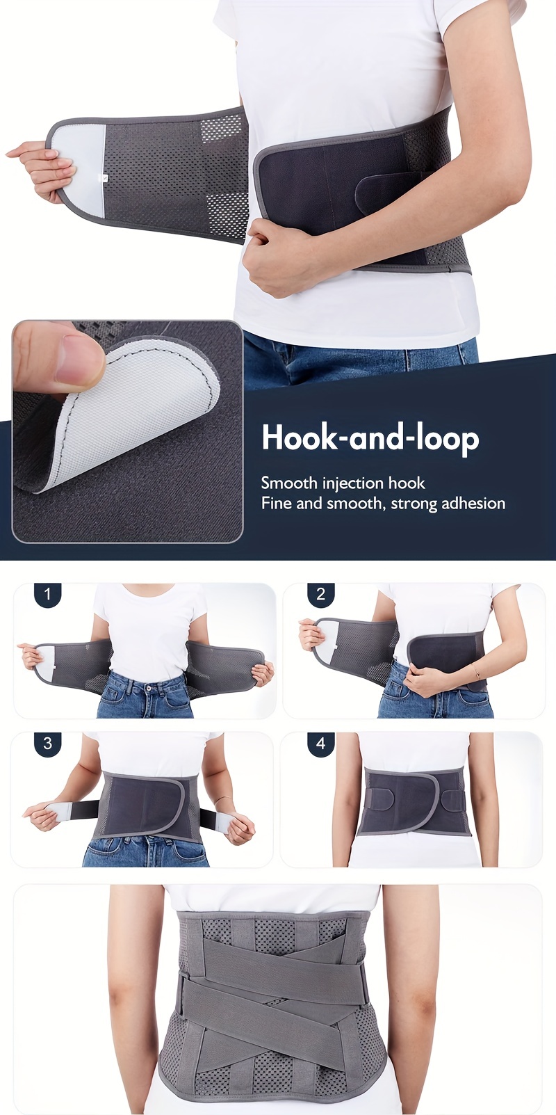 Adjustable Lumbar Belt, Waist Belt with Curved Aluminum Strips, Breathable  Mesh Panels Dual Adjustable Hook and Loop Closure for Herniated Disc