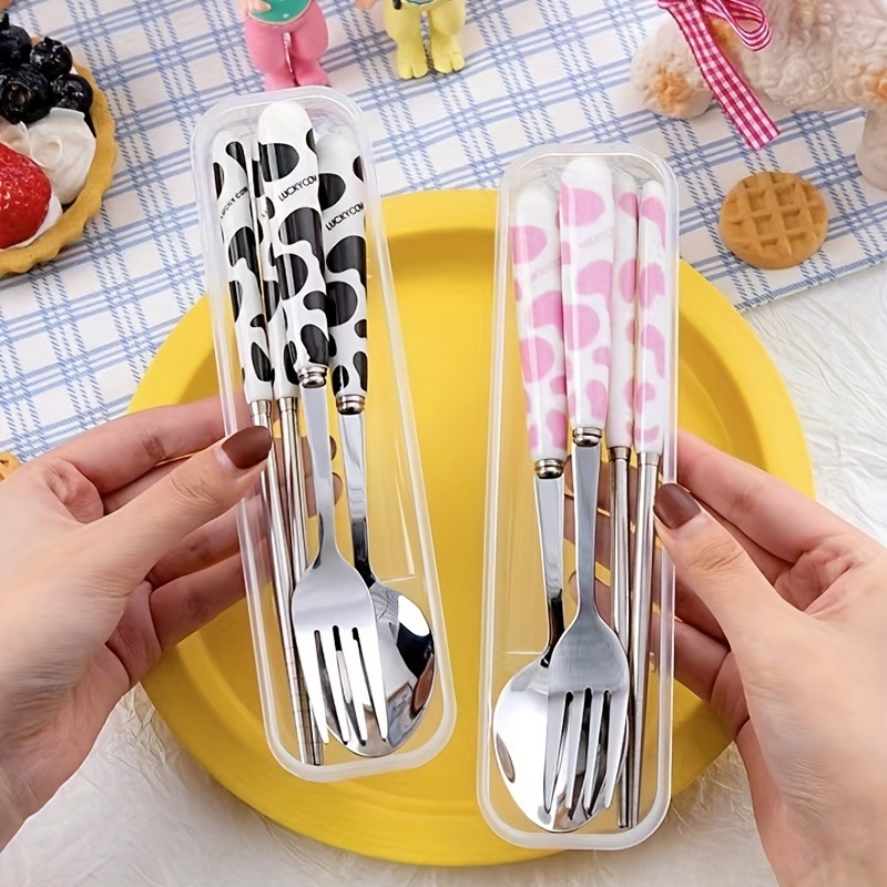 4Pcs Carrot Shape Travel Utensil Sets For Lunch, 304 Stainless Steel  Camping Cutlery Set With Cute Carrot Shape & Storage Box, Reusable Flatware