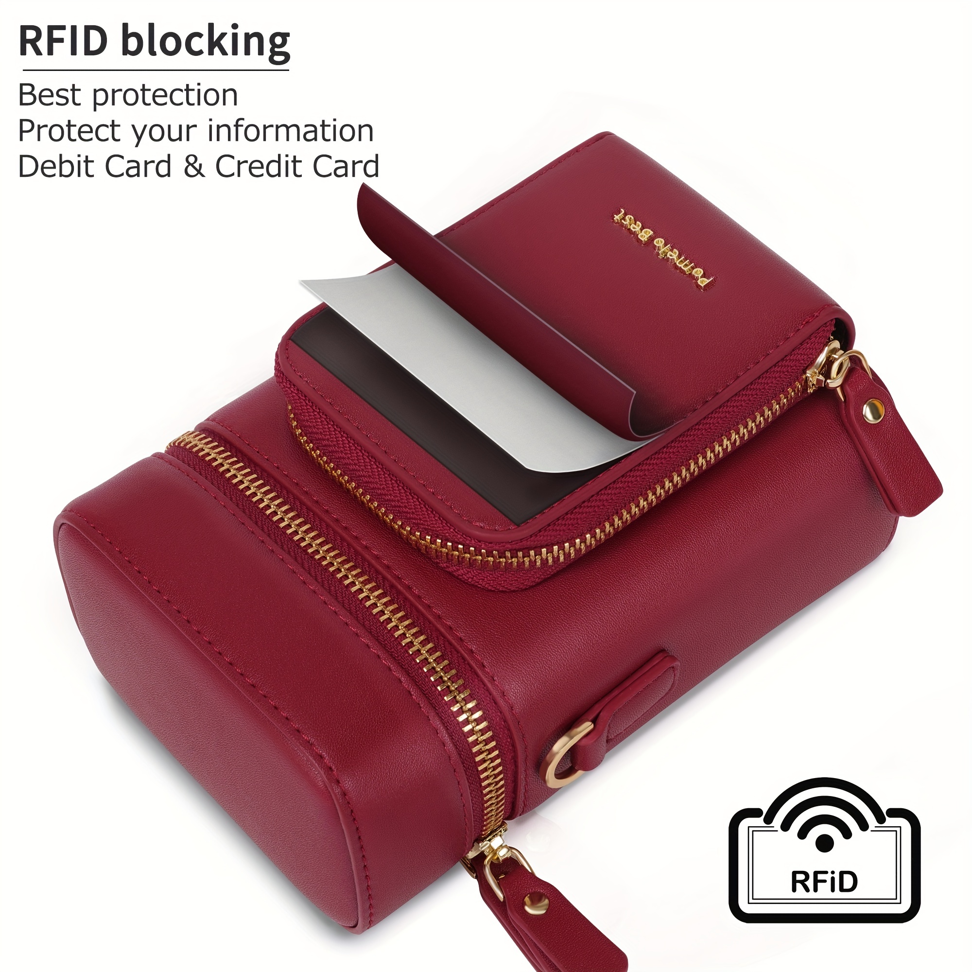VEGAN Leather RFID Protected Royal Blue Metallic Zipper Wallet