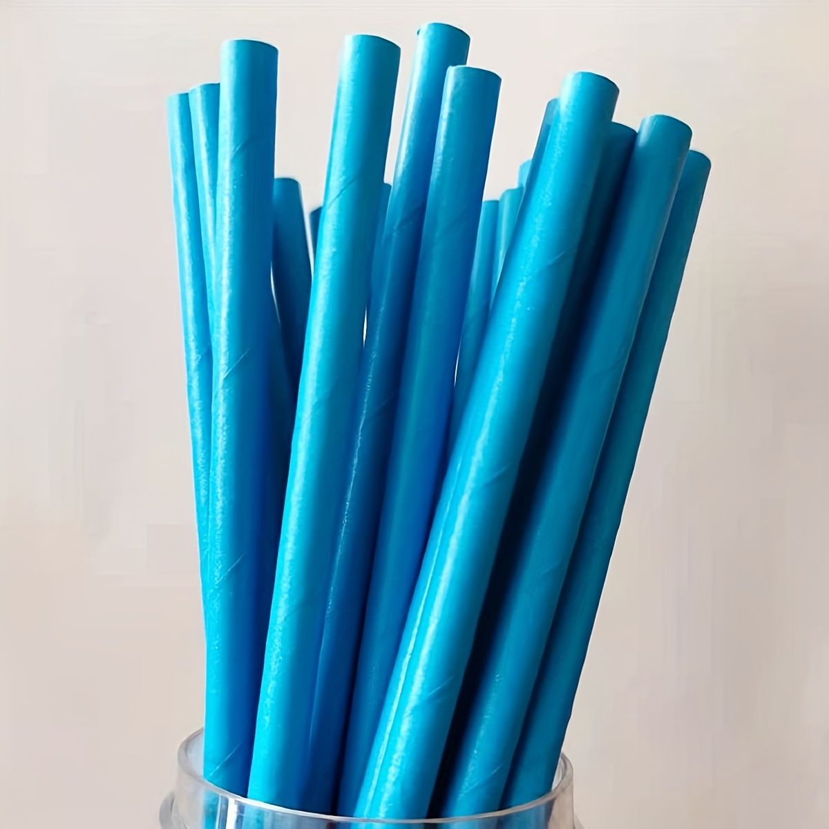 Solid Paper Straws: Blue