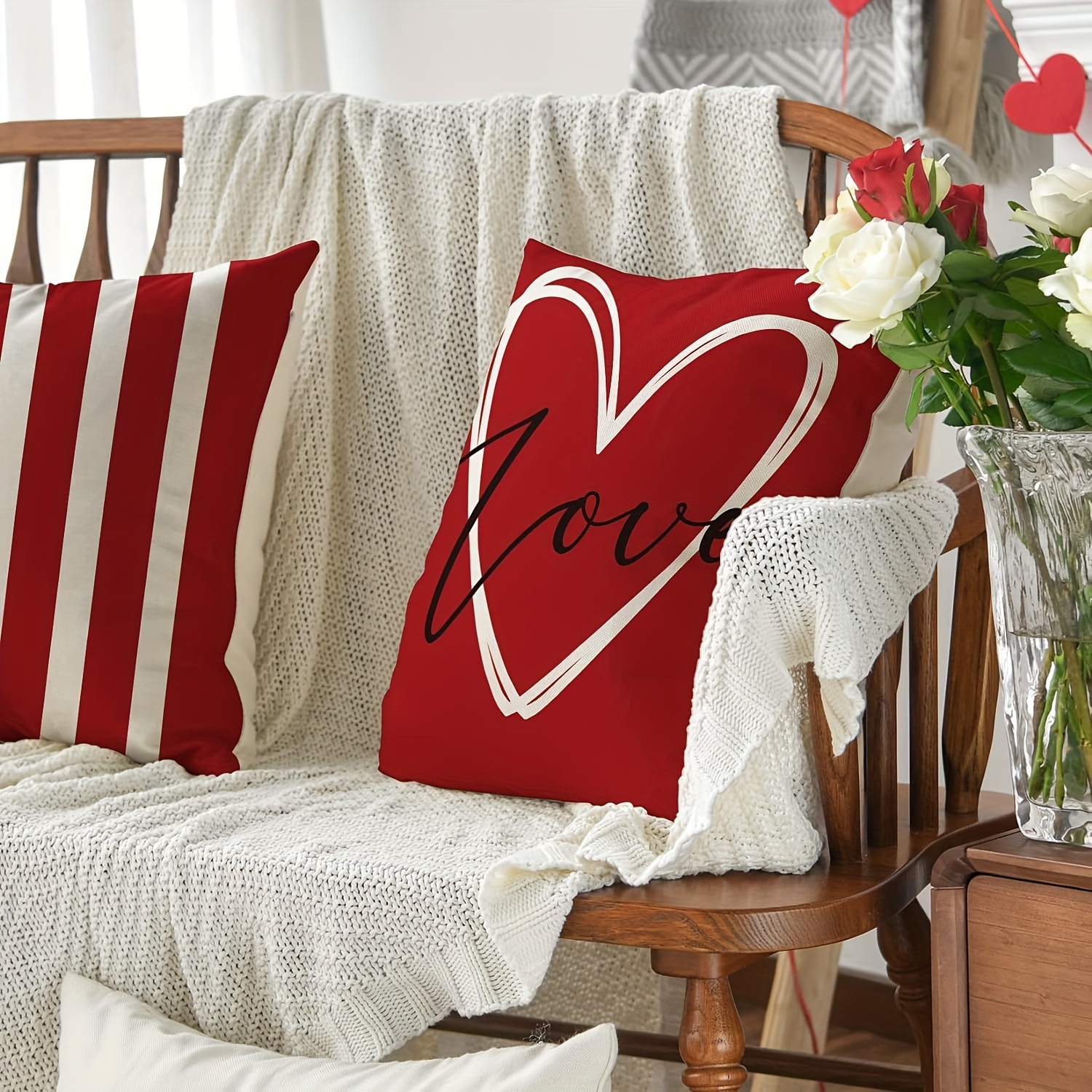 Colorlife Be My Valentine Love Stripes Throw Pillow Covers - Temu