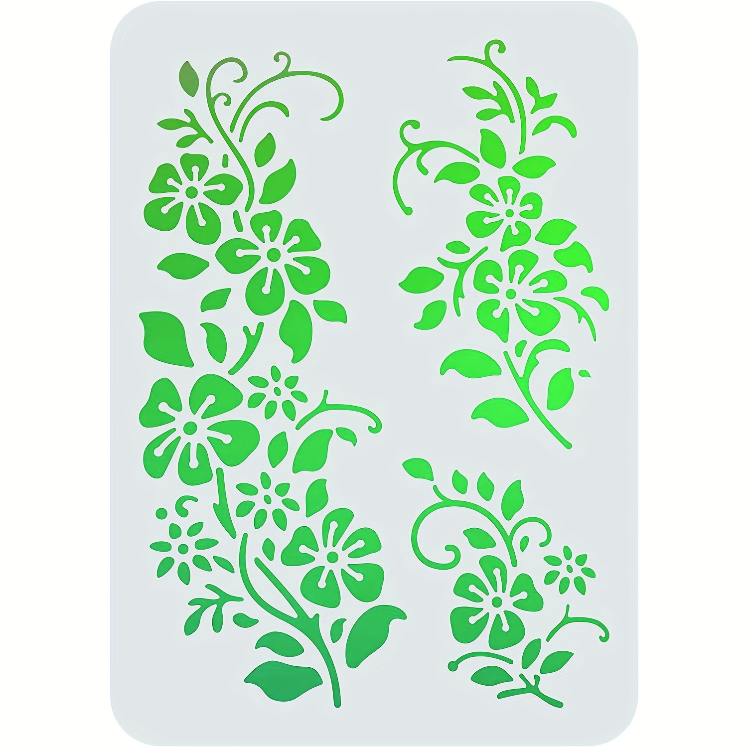 Blooming Flowers Stencil 11.7x8.3 Inch Classic Wild Flowers Border Painting  Template Reusable Stencil for Painting on Walls Furniture DIY Crafts Wood  Wall Home Decoration 