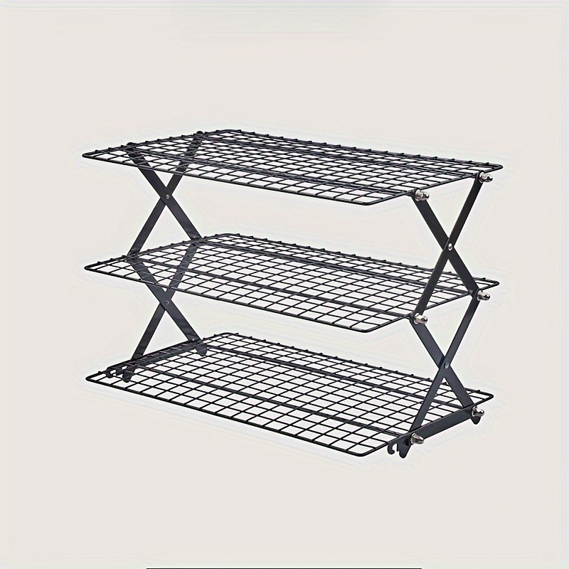 Metal Folding Storage Shelf Rolling Removable Cart Rack With - Temu