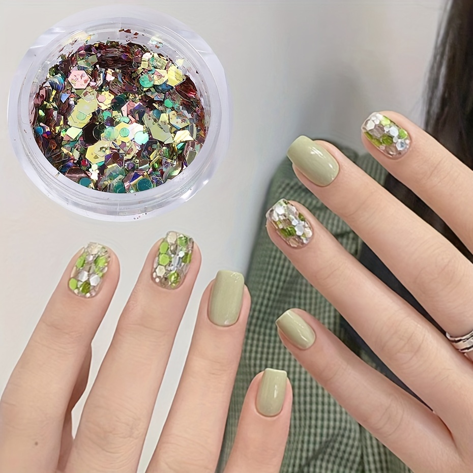 6Colors/Box Nail Art Mermaid Glitter Sequins Chunky Nail Glitter Sequins  Sparkly Flakes Holographic Glitter Slices For Nails