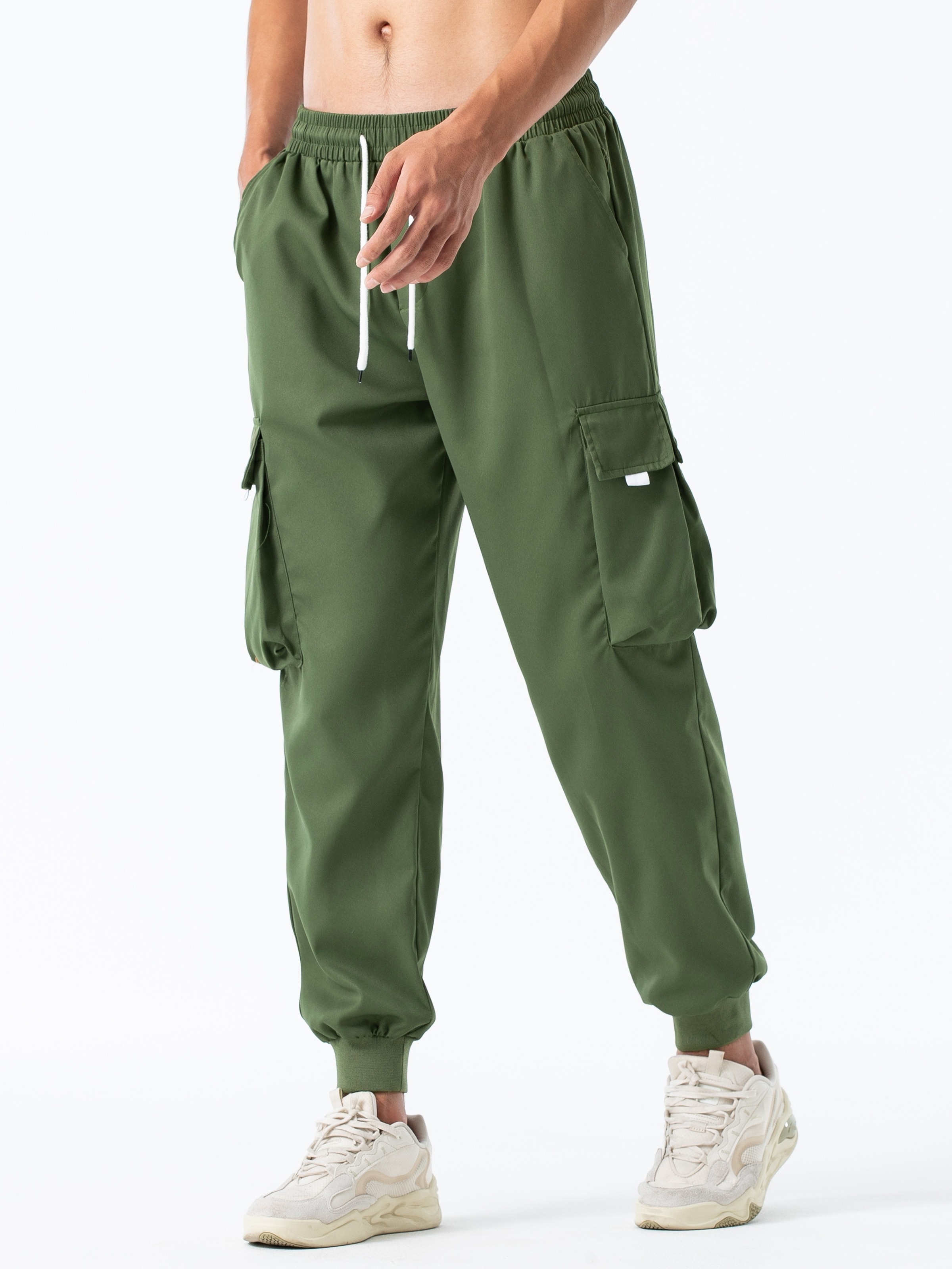 Trendy Drawstring Cargo Pants Men's Multi Flap Pocket - Temu