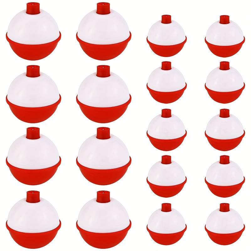50pcs Fishing Bobber, Red And White ABS Plastic Snap-on Fishing Floats,  Round Buoy Fishing Tackle Accessories, 0.98inch/30 Pieces 1.38inch/20 Pieces