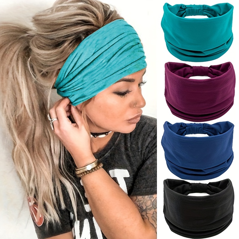 Solid Color Headbands Wide Turban Head Wraps Knotted Hair - Temu