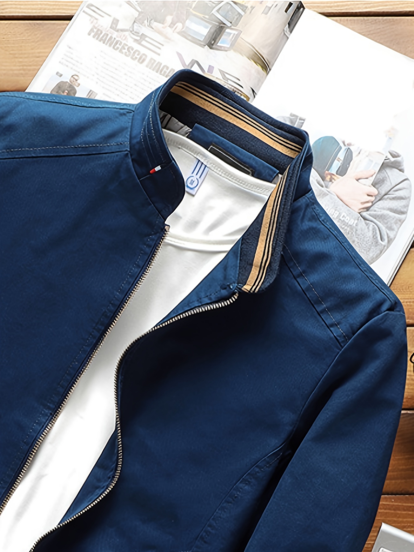 Navy blue cotton hot sale jacket mens