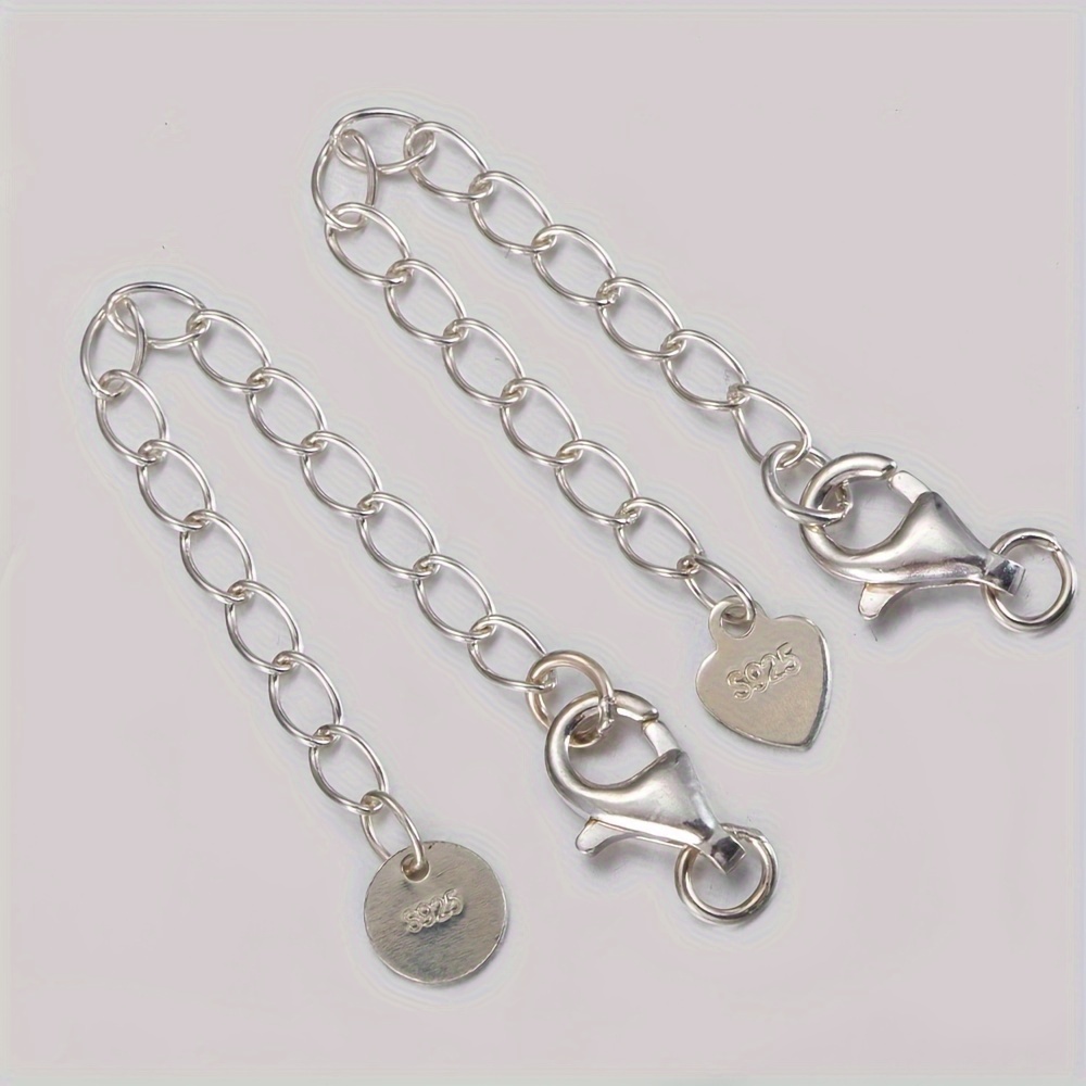 925 Sterling Silver Extension Chains Tail Chain With Heart - Temu
