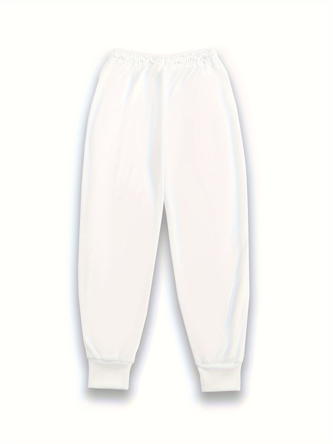 White Extended Sweatpants Womens Womens Casual Sports Pants - Main Image