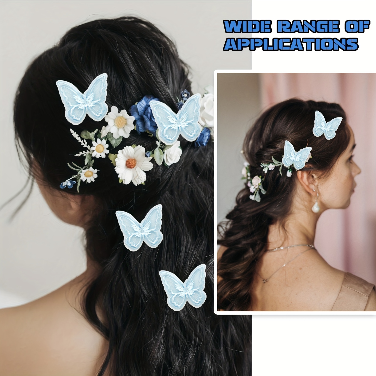 32 Pcs White Lace Butterfly Applique Embroidery,Organza Butterfly Patches  Appliques for Clothes,for Wedding Bridal Dress Craft DIY Clothes Hair  Ornaments Dress/Hat/Bag Decoration