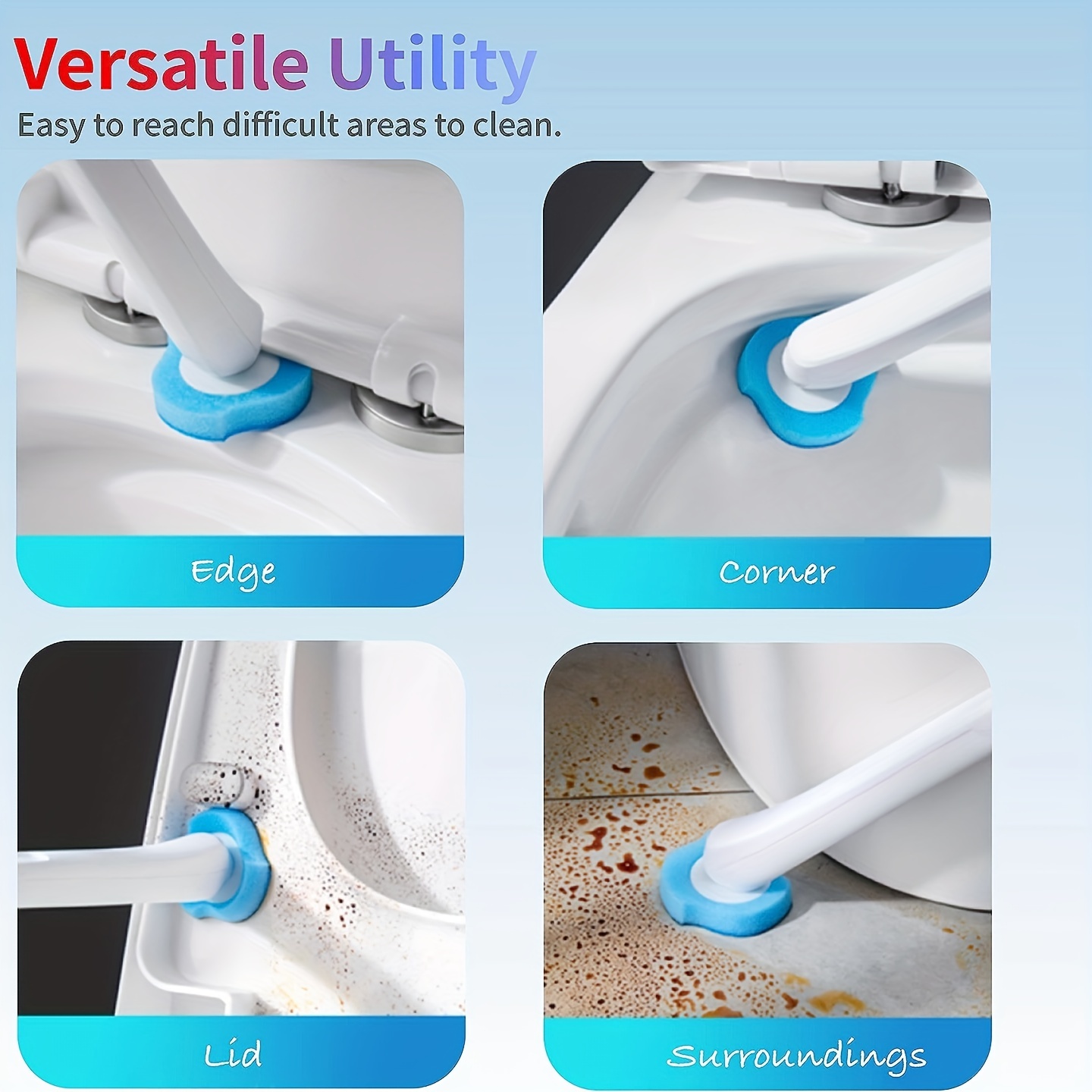 Disposable Toilet Brush With 12 Refills Long Handle - Temu