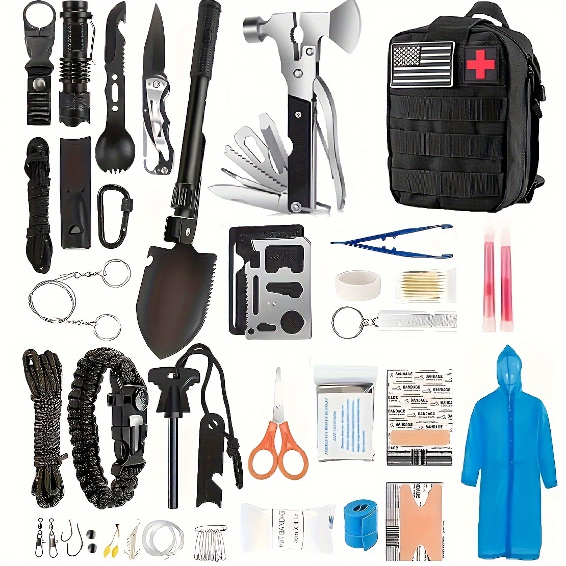 Survival Emergency Kit Professional Survival Gear Tool First Aid Supplies  For Camping 