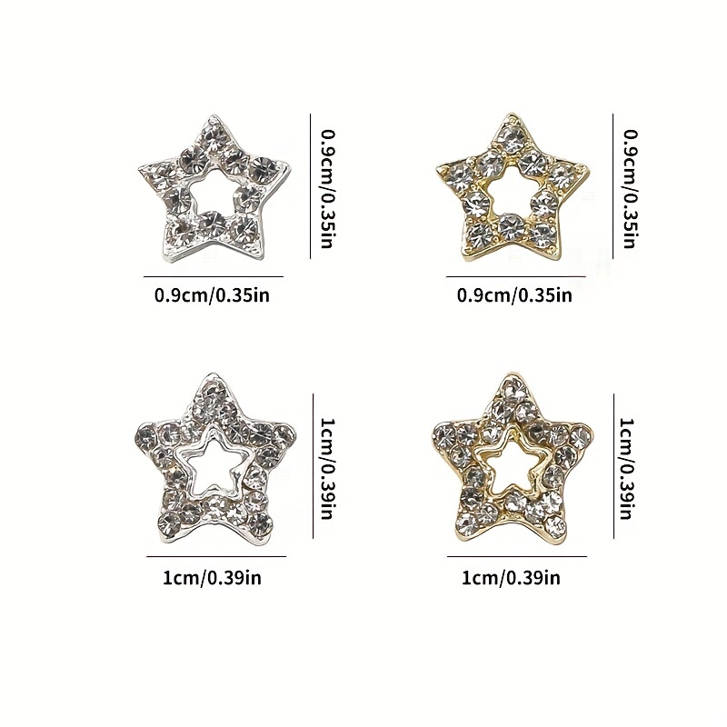  10pcs Crystal Alloy Star Nail Charms Rhinestones for