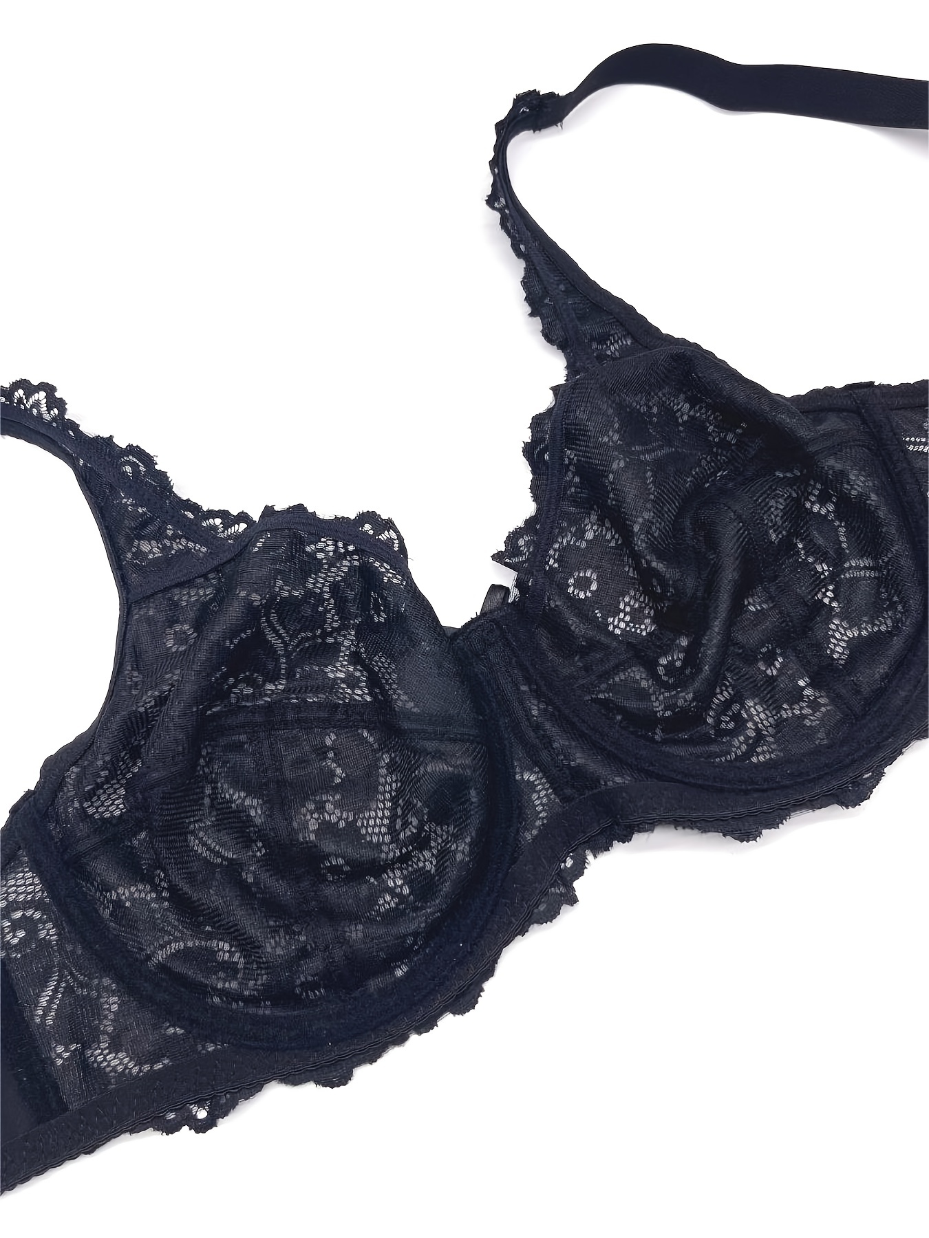 Plus Size Contrast Lace Underwire Bra Women's Plus Medium - Temu Canada