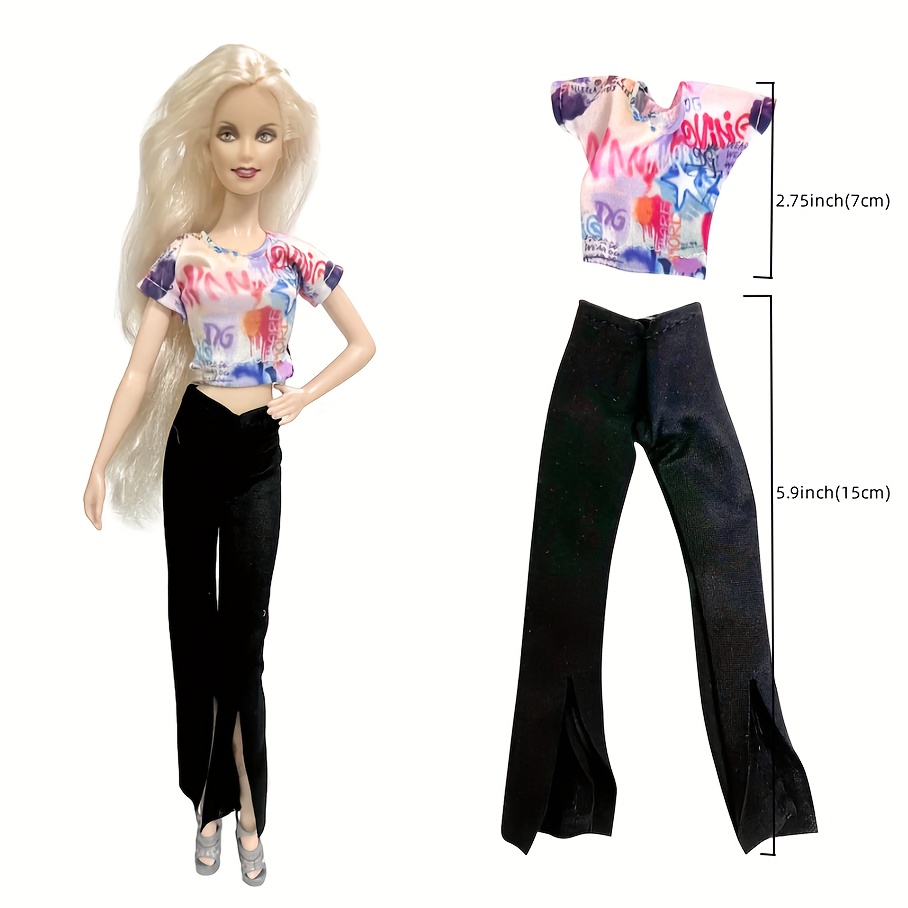 16 Vêtements et Accessoires Compatible avec Barbie Poupée, Inclure 5  Tenues(Top Pantalons) + 5 Robes Chic + 6 Couronnes, Poupée Convient Aux  Poupées