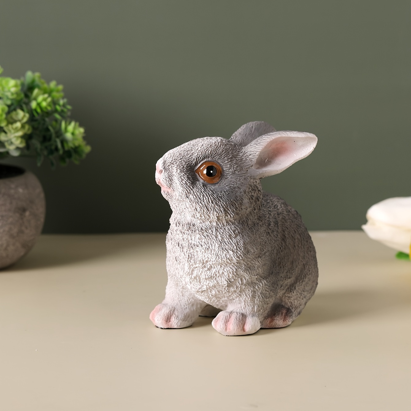 Acheter Décoration artisanale de pâques en résine, 1 pièce, lapin mignon, Mini  lapin, lièvre, Animal Miniature