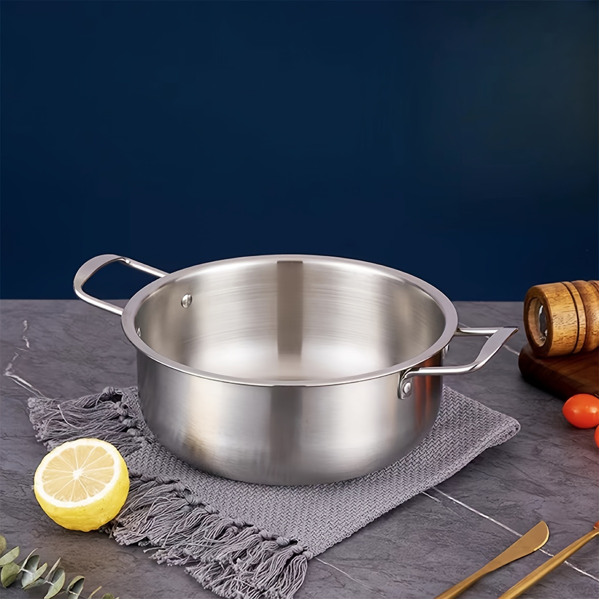 1pc, Stainless Steel Ramen Pot With Lid(7''), Korean Ramen Cooking Pot,  Fast Heating Noodle Pot With Cover, Kitchen Utensils, Kitchen Gadgets,  Kitchen