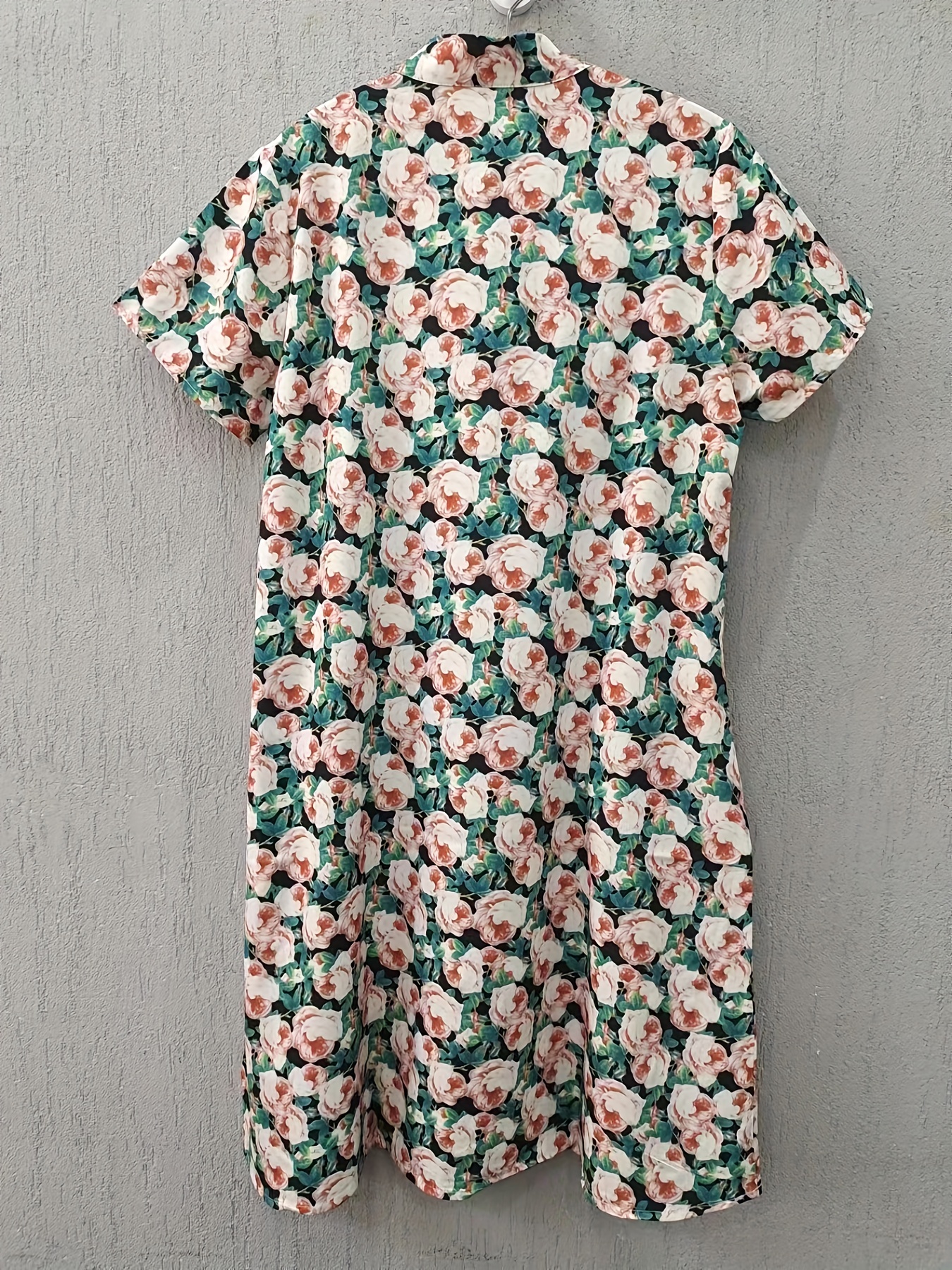 floral print cheongsam dress elegant short sleeve slim midi qipao dress womens clothing