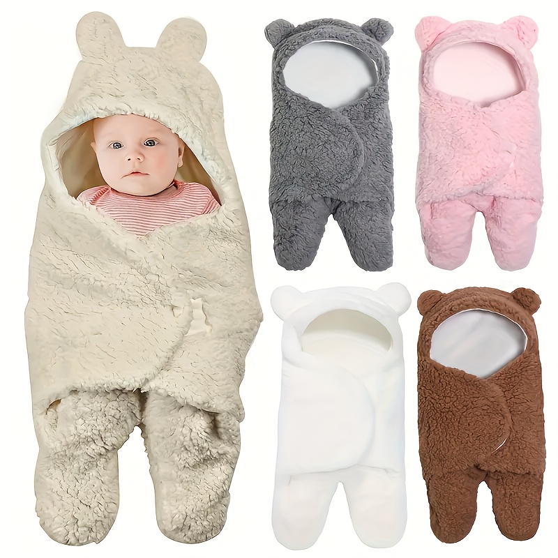  Manta con capucha para bebé, recién nacido, de invierno, suave,  cálido, saco de dormir de forro polar para niños y niñas : Bebés