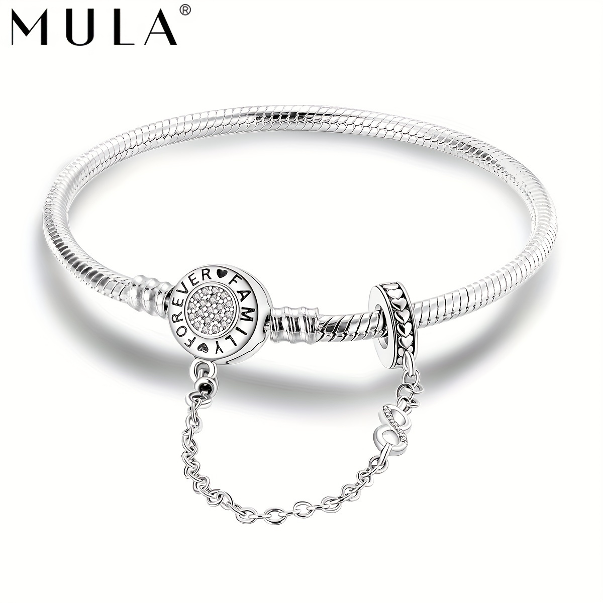 

Mula 925 Silver Plated Simple Family Forever Love Snake Bracelet Fit Original Bangle Bracelets Women Jewelry Soft Bracelet Christmas Gift For Mom Women