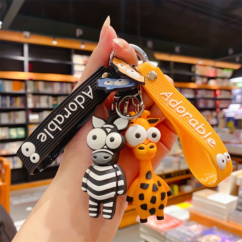Acheter Dessin animé porte-clés femmes hommes zèbre girafe porte-clés drôle  jouet voiture accessoires cadeaux nouveauté
