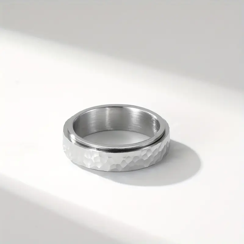 elegant stainless steel rotating ring with unique alloy pattern hypoallergenic non slip rubber for casual attire or special occasions daily wear ring minimalist ring durable ring Product details 5