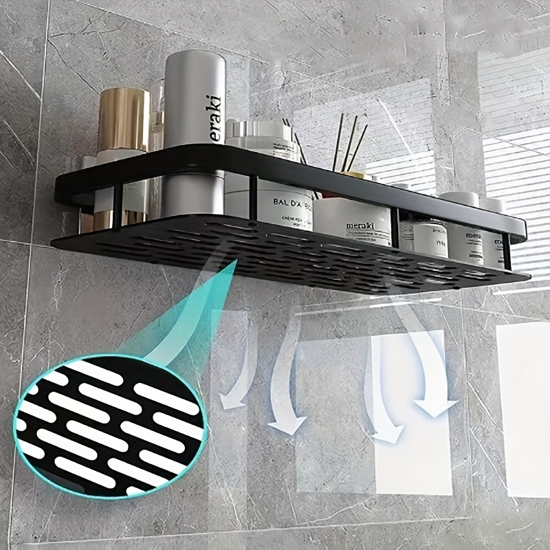 1pc Simple Bathroom Wall Mounted Storage Basket, No Drill Shower