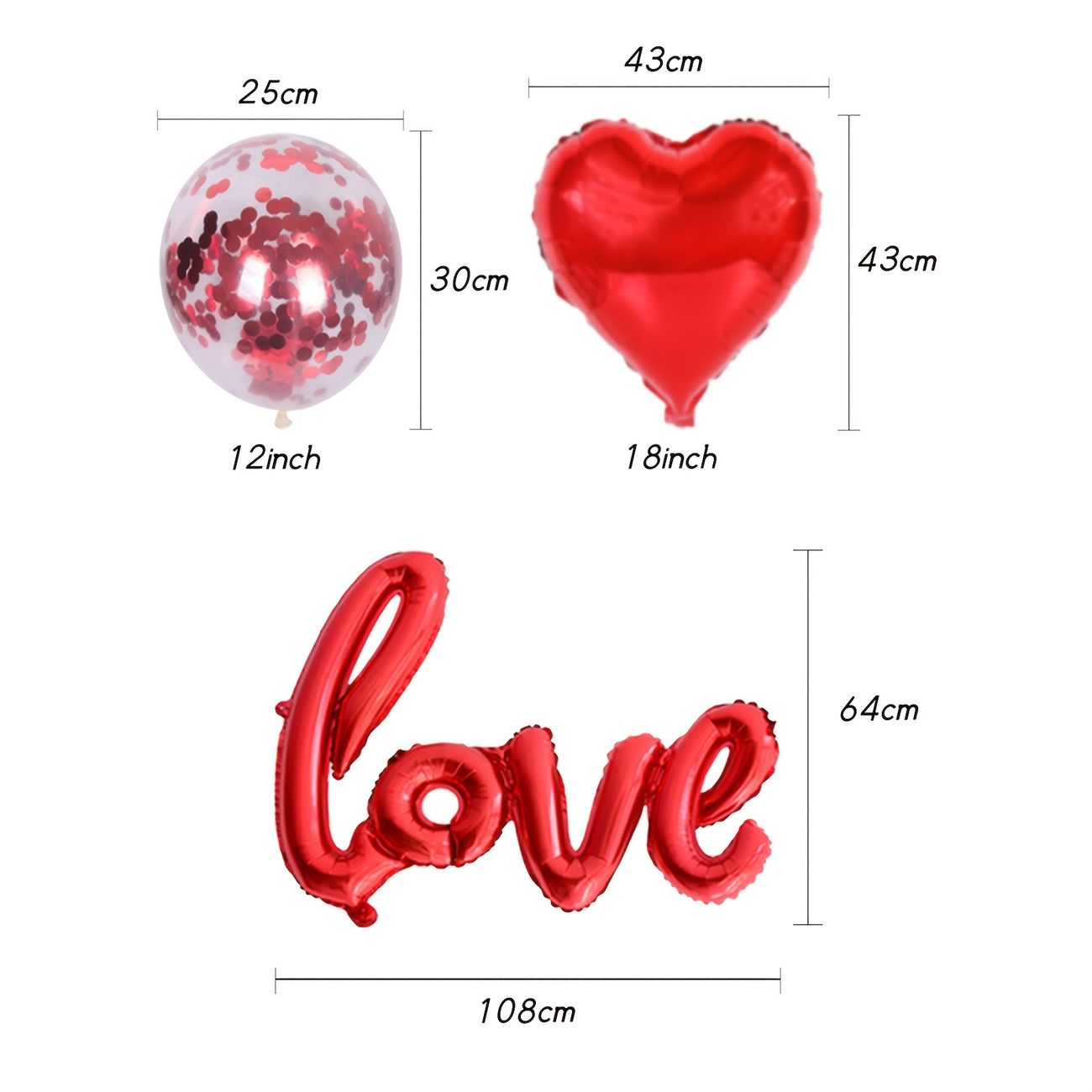 38pcs Pomegranate Red Balloon 12 Inch Red Sequin Balloon Love Aluminum Film  Balloon Valentine's Day Party Set - Home & Kitchen - Temu