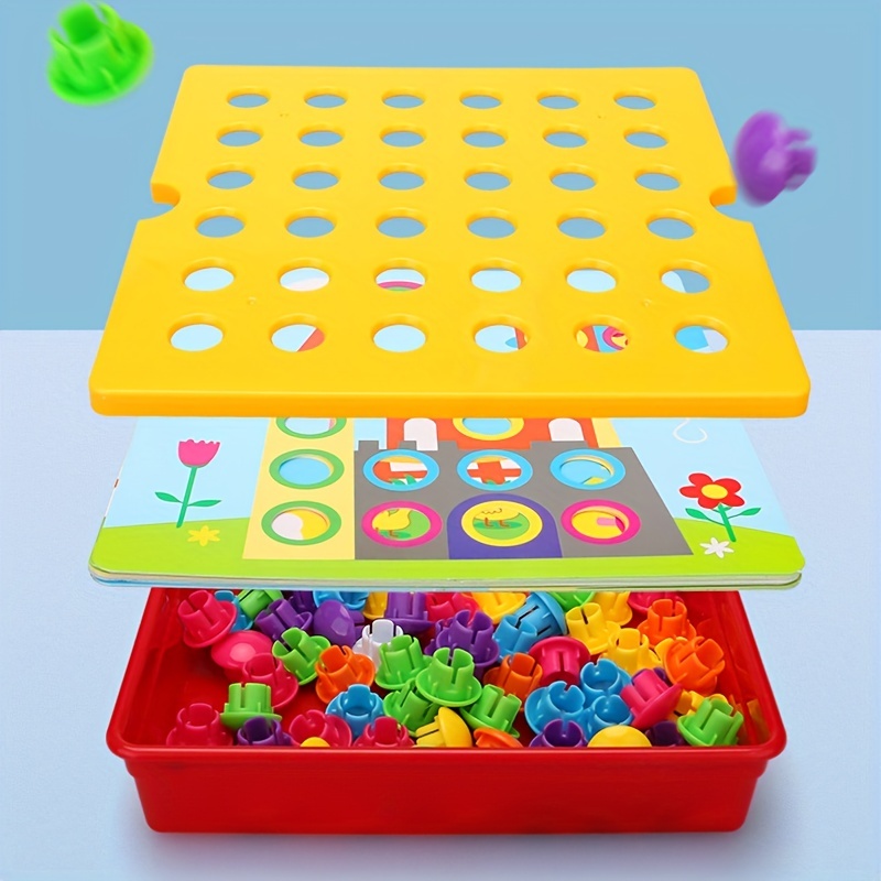 Button Art Toys Crafts For Toddler Activities Game Peg Board Preschool Toys  Mosaic Pegboard For Kids Age 2 3 4 5 6 Girls Boys Gift
