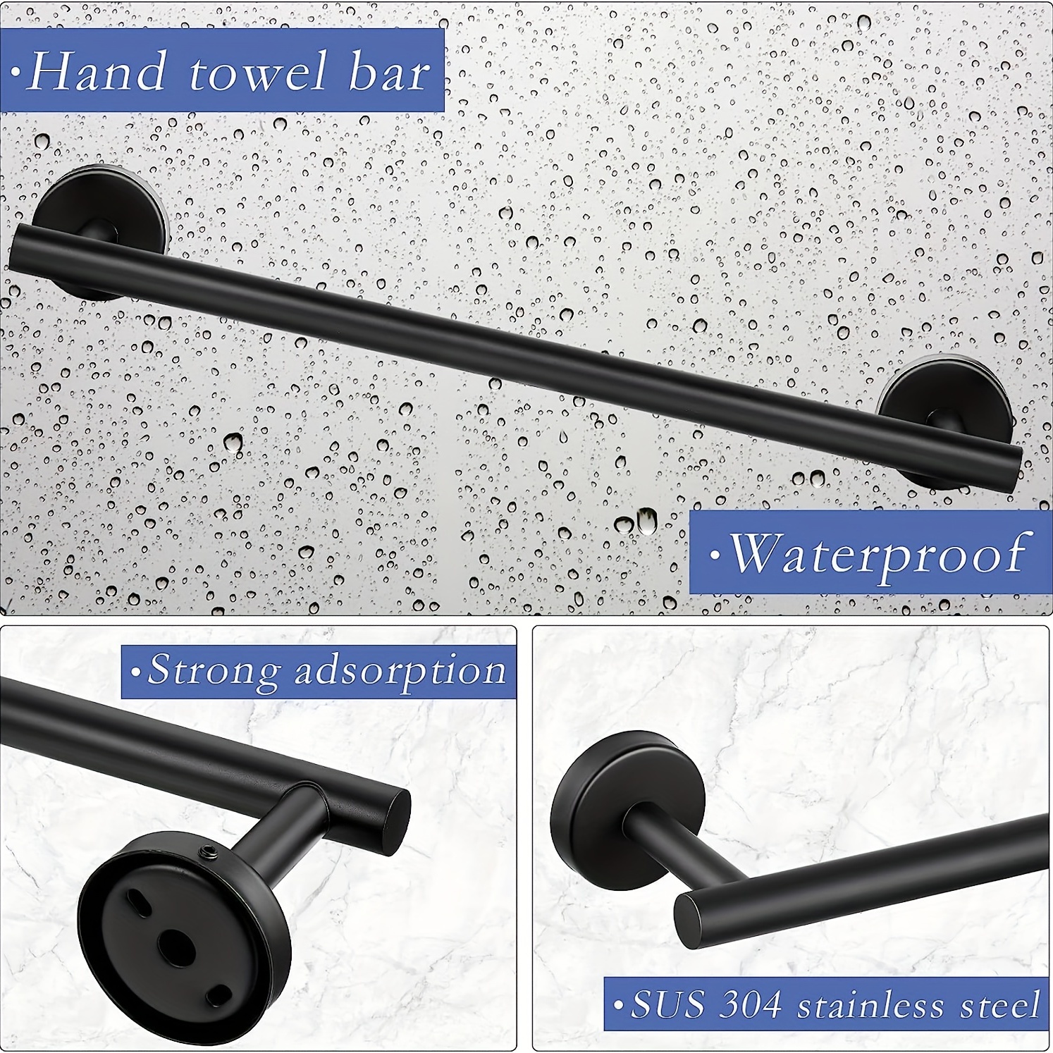 Cheap 304 Stainless Steel Double Robe Towel Hook Matte Black Hand