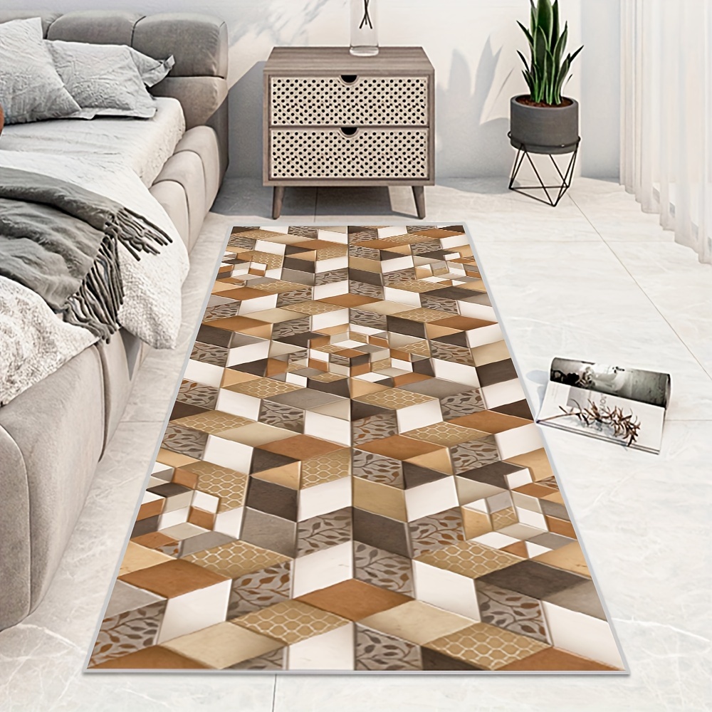 Modern Geometric Strip Rug, Abstract Laundry Room Area Rug, Extra Long  Oriental Hallway Carpet, Stain Resistant Kitchen Mat Strip, Soft Non-slip  Machine Washable Stair Rug For Living Room Bedroom, Room Decor 