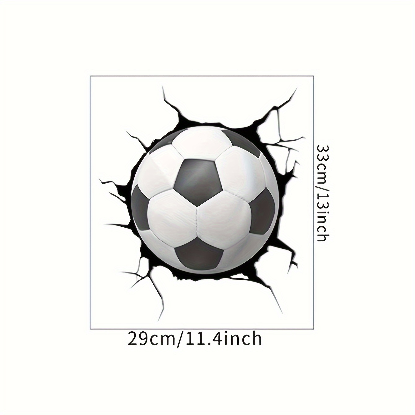 1 Wall Sticker, A Realistic Broken Wall Football Decal, Removable Waterproof Vinyl Sticker, Suitable For Decorating The Walls And Doors Of A Teenager's Room, Measuring 11.4*13 Inches