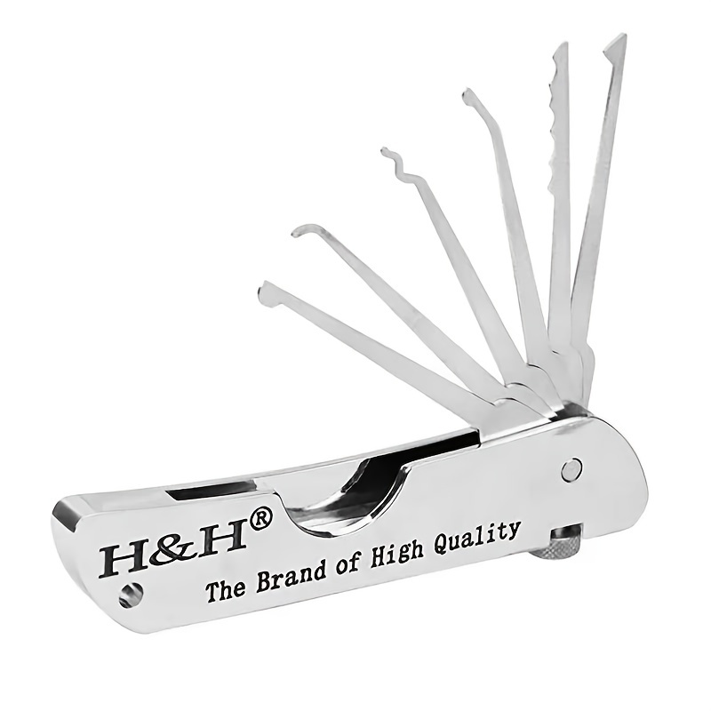 

7 In 1 Portable Stainless Steel Repair Tool, High Quality Folding Lock Pick Set, Locksmith Tool, Small Practice Picking Locksmith Tool For Home