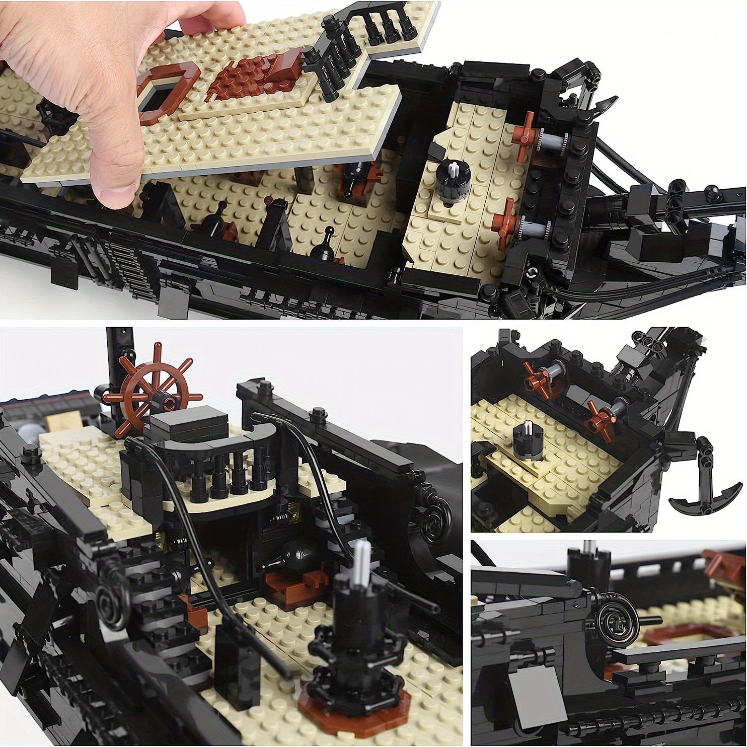 2868pcs Pirates Ship Building Blocks For Adults Black Ship Model