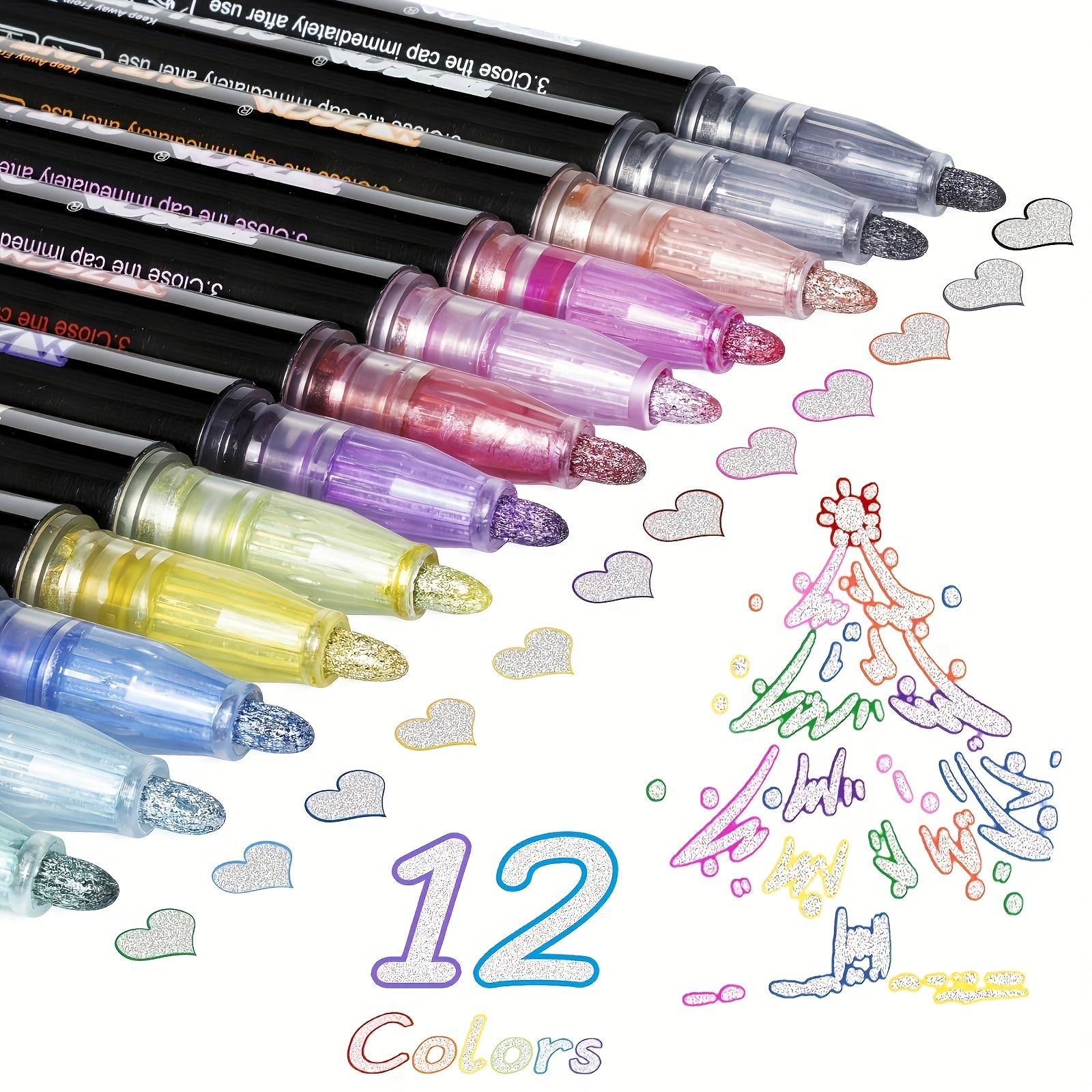 8pcs /Set Outline Marker Creative Metallic Double Lines Art Markers Drawing  Pens for Cards Making Lettering Stationary