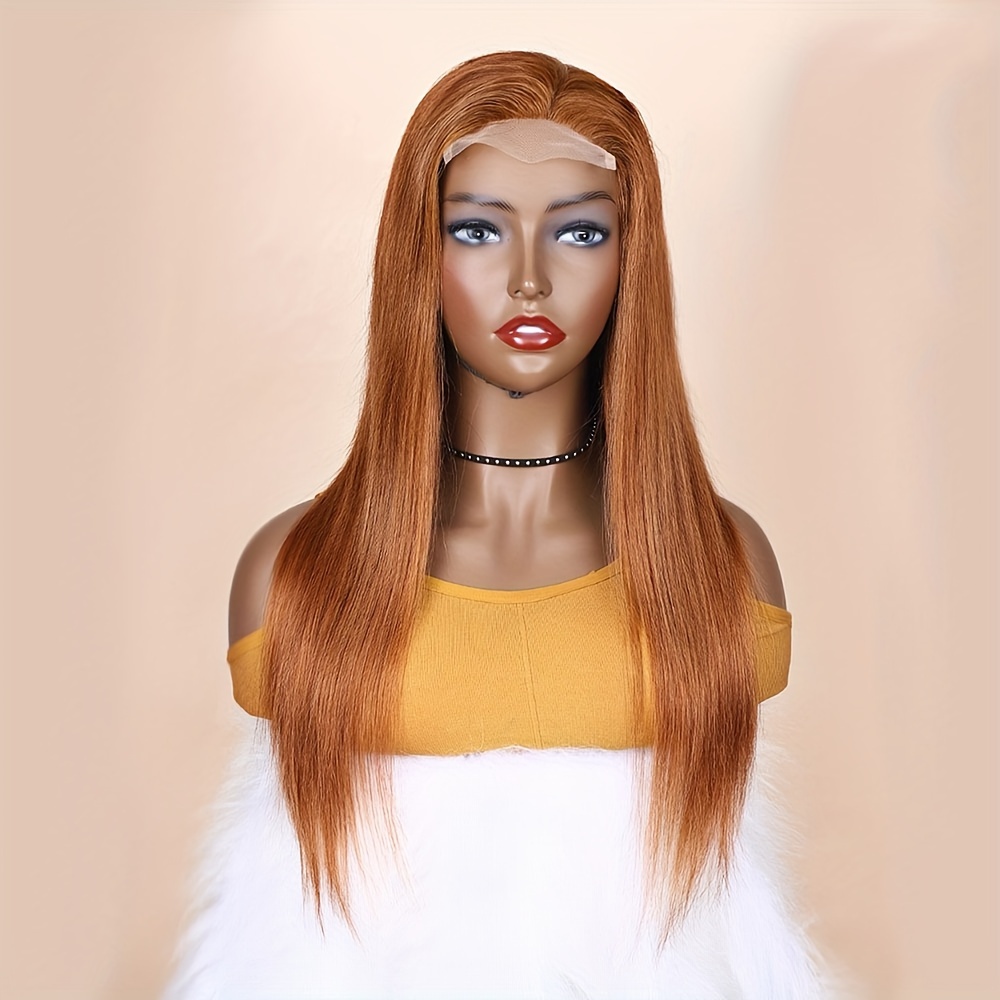 4 4 Light Brown Hd Lace Front Wig Human Hair Straight Wig Temu