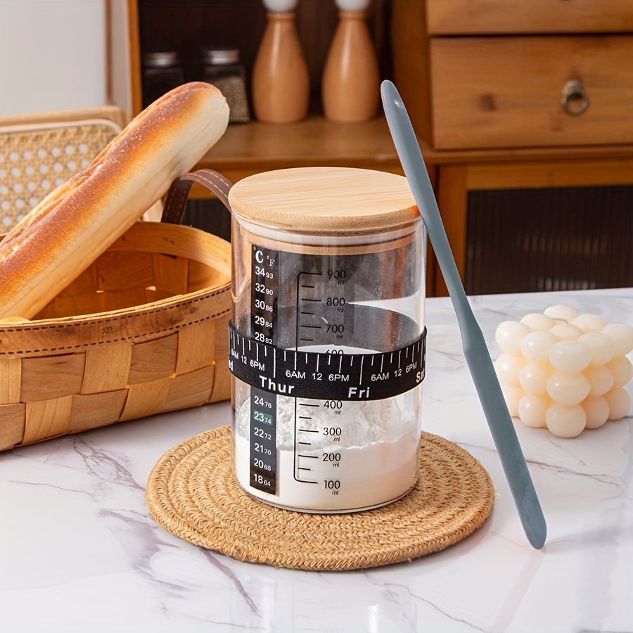 Glass Jar Set, Sourdough Starter Jar With Date Marked Feeding Band