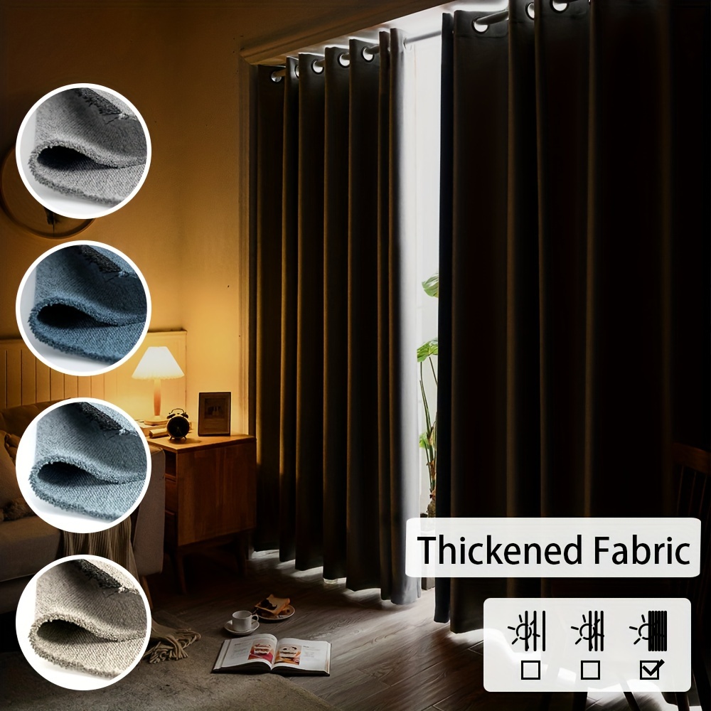 Faux Linen Curtain Blackout Thermal Insulated Room Darkening - Temu