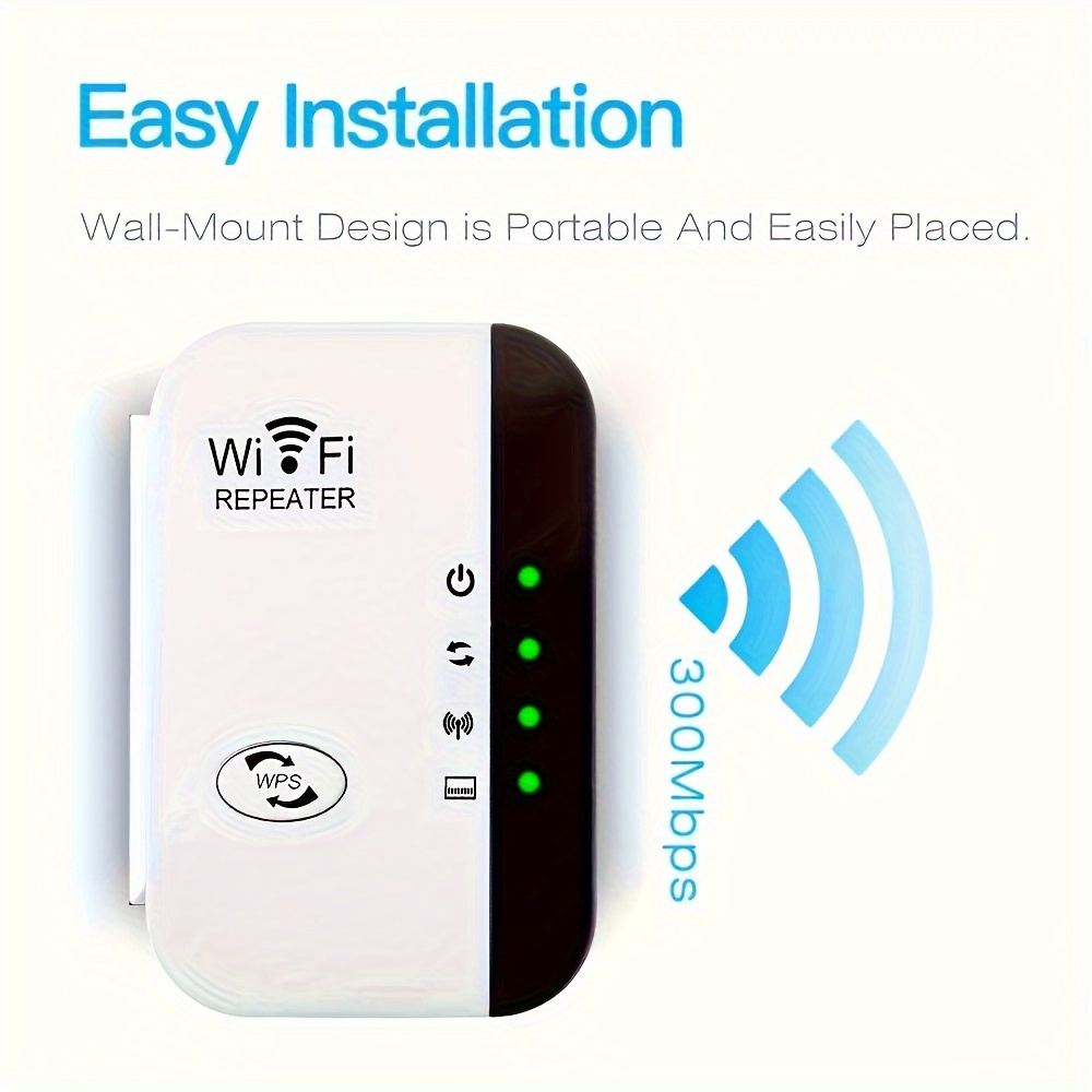 WiFi Repeater WiFi Extender Signal Booster High Speed WiFi Booster Home  Wireless Internet Repeater Long Range Amplifier with Ethernet Port 1-Key  Setup