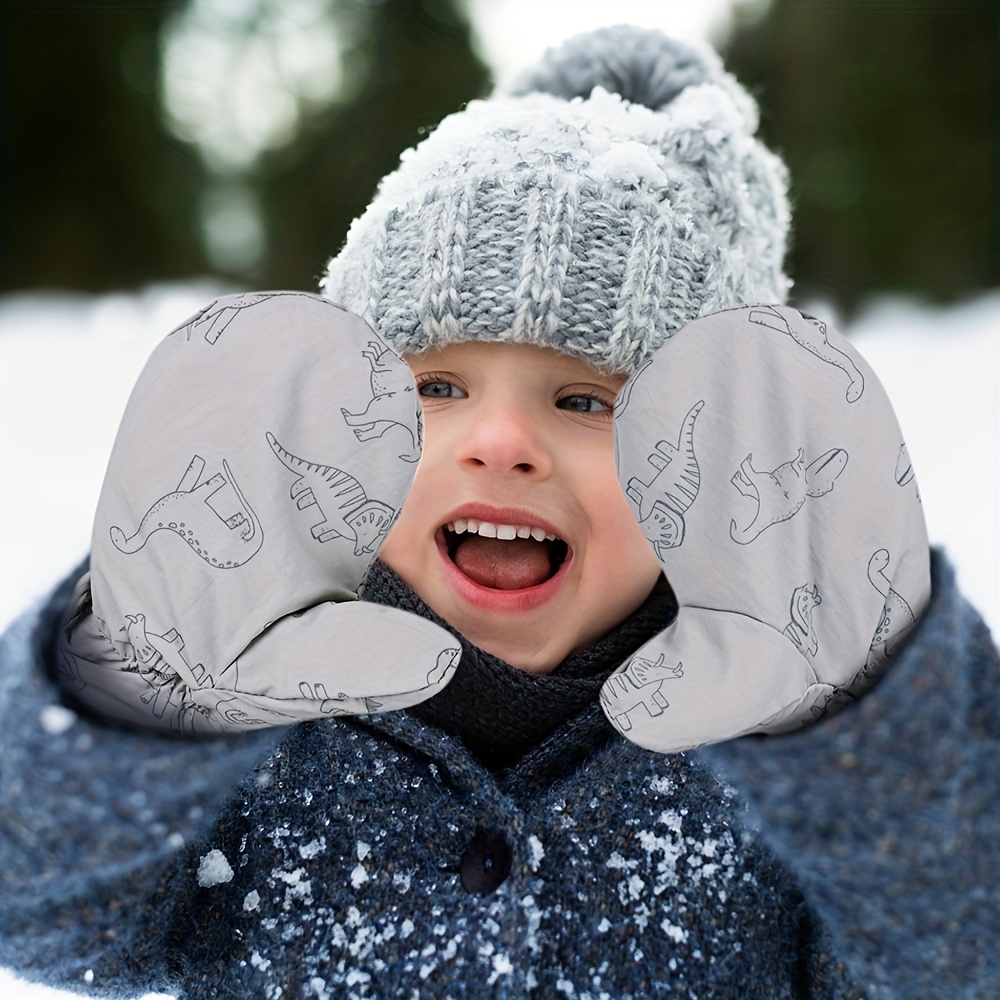 Mitaines tricotées d'hiver pour bébés garçons et filles Gants chauds  doublés en polaire pour enfants de 0 à 3 ans, gris-SHAW