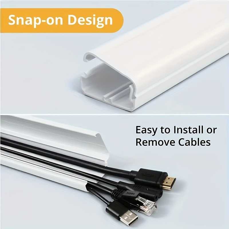 1/2pcs Cord Cover For Wall, Cable Concealer, Cord Hider For Wall Mounted  TV, Wall Cable Cover To Hide Wires, White Cable Raceway Kit